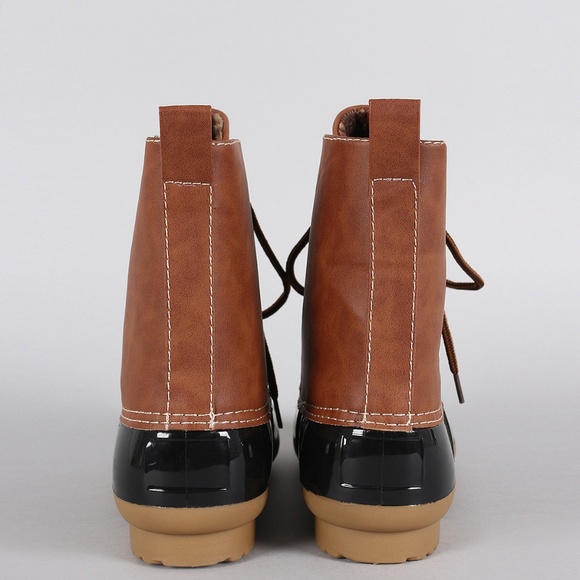 NEW🔥 Lace-Up Flat Duck Rain Boot Ankle Booties - Picture 5 of 8